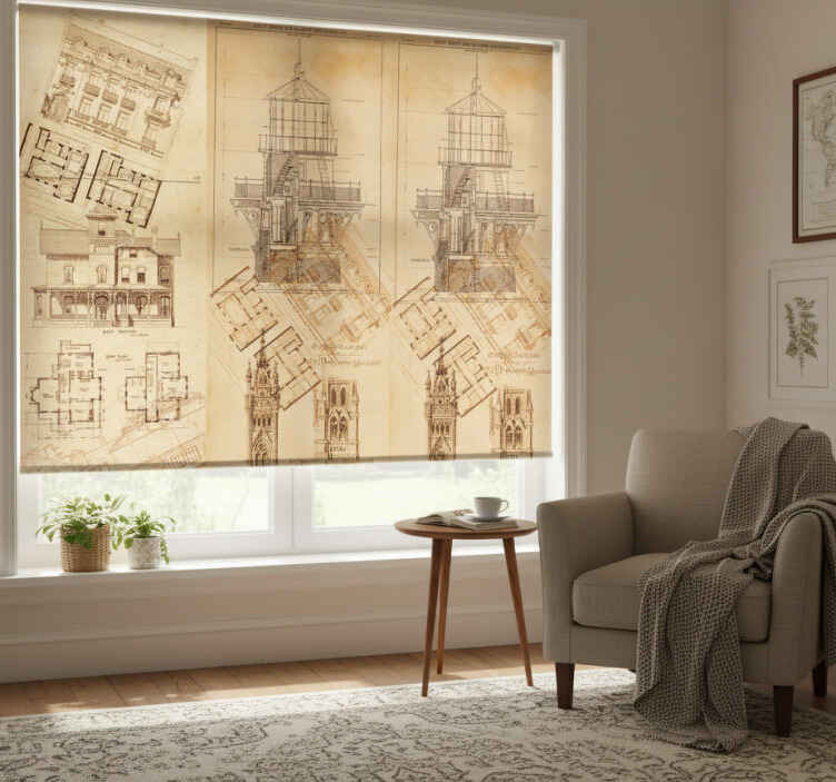 Rollo fenster vintage tapete architektonische perle - TenStickers