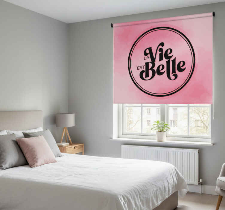 Roze rolgordijn zwarte tekst op een roze achtergrond - TenStickers