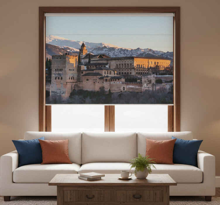 Living room roller blind alhambra at dusk - TenStickers