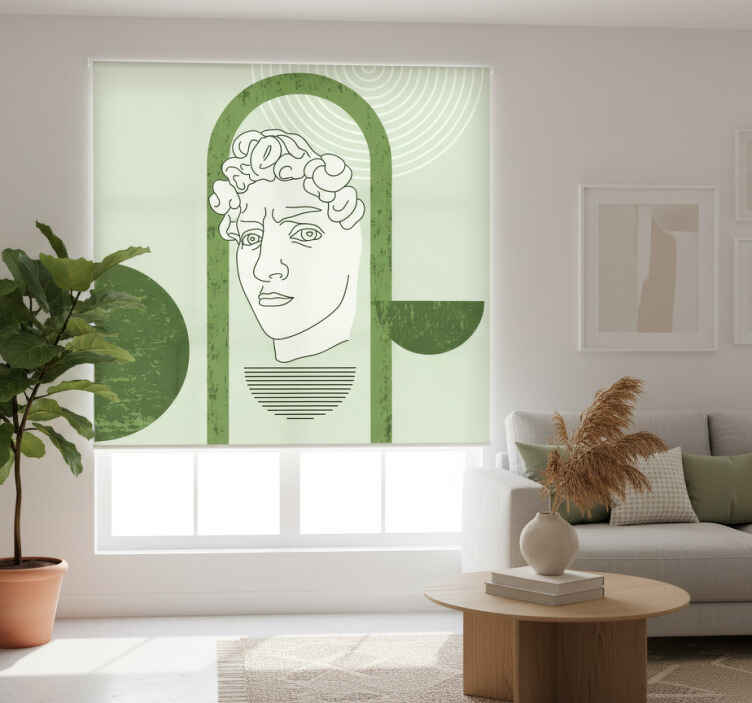 Living room roller blind with minimal david sculpture - TenStickers