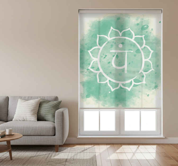 Cortina roller living comedor símbolo del chakra corazón - TenVinilo