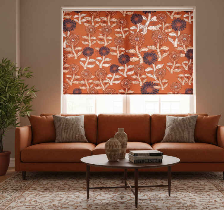 Living room roller blind african abstract sunflower design - TenStickers