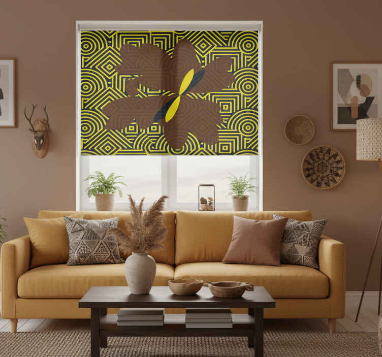 Living room blind in african brown and yellow design - TenStickers