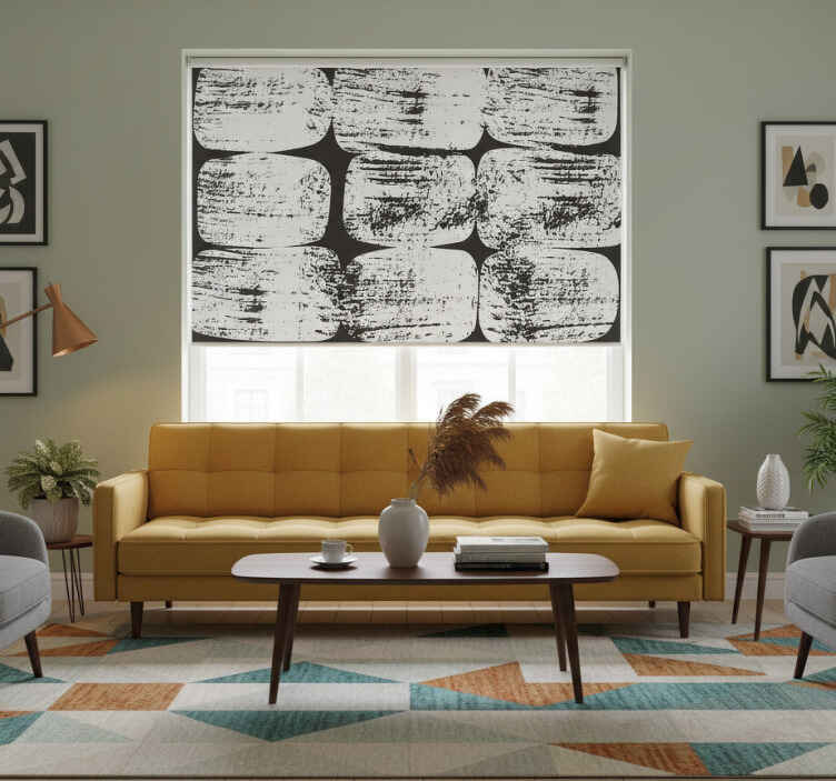 Living room roller blind with geometric shapes design - TenStickers