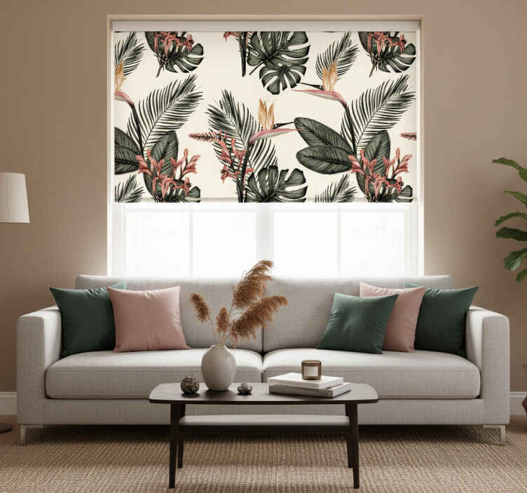 Cortina roller living comedor carbón tropical - TenVinilo
