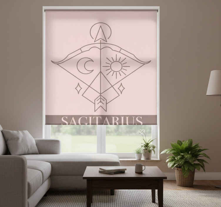 Living room roller blind sagittarius pink zodiac design - TenStickers