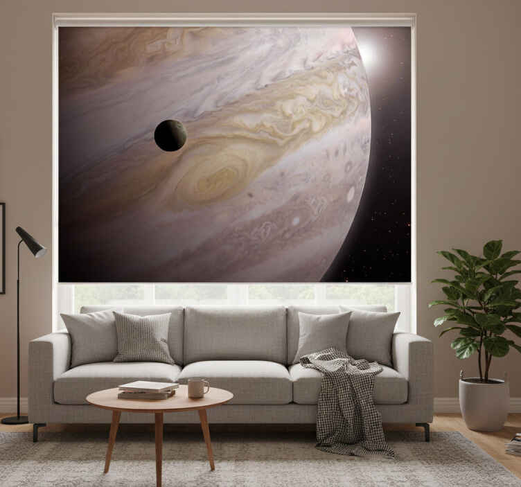 Living room roller blind with two beige planets - TenStickers