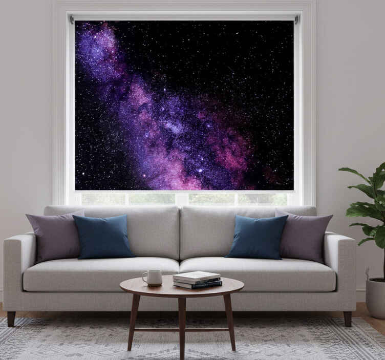 Living room roller blind beautiful purple galaxy view - TenStickers