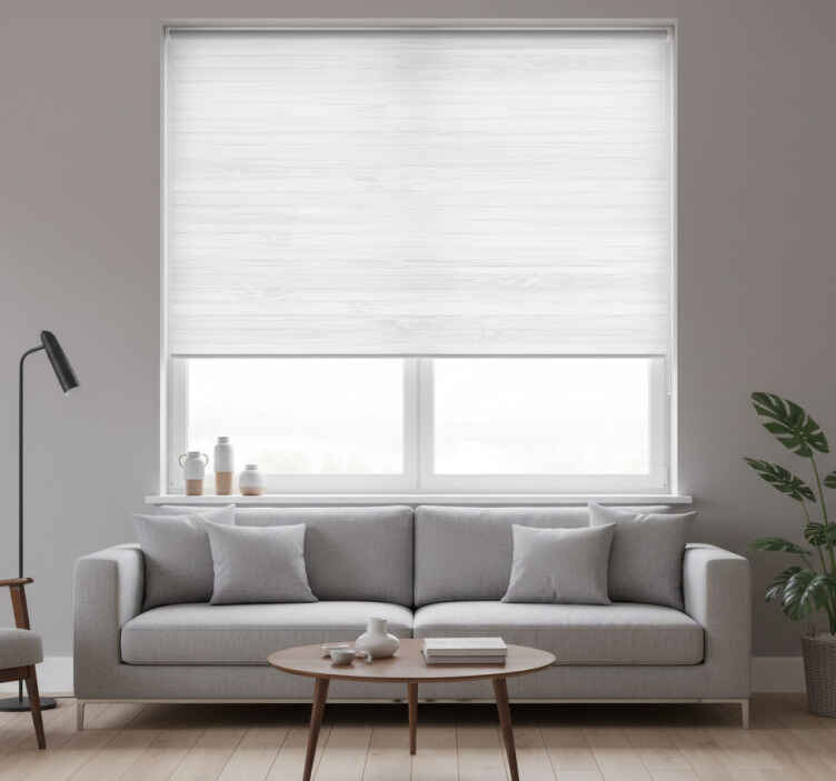 Cortina roller blanca madera blanca elegante - TenVinilo