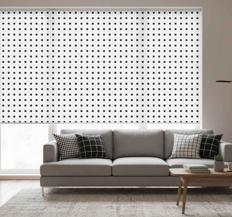 Cortina roller blanca azulejo cuadrado moderno - TenVinilo