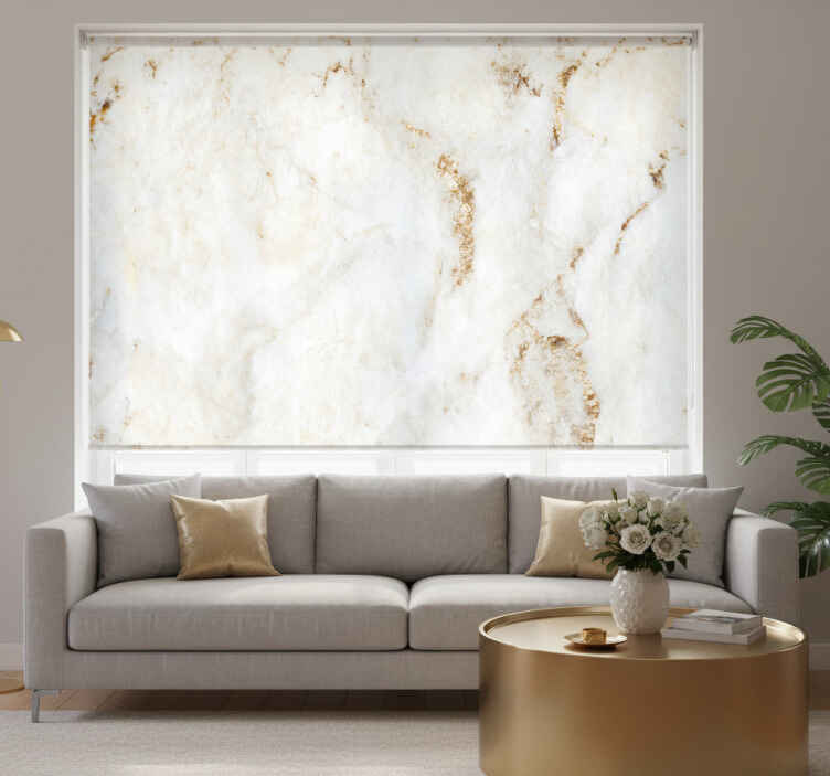 White window blind in white and gold marble - TenStickers