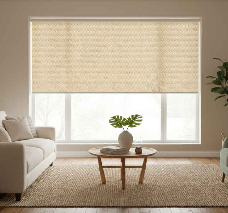 Cortina roller beige alfombra de paja - TenVinilo