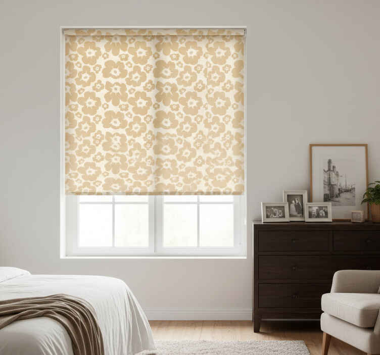 Cortina roller habitación amapolas beige - TenVinilo