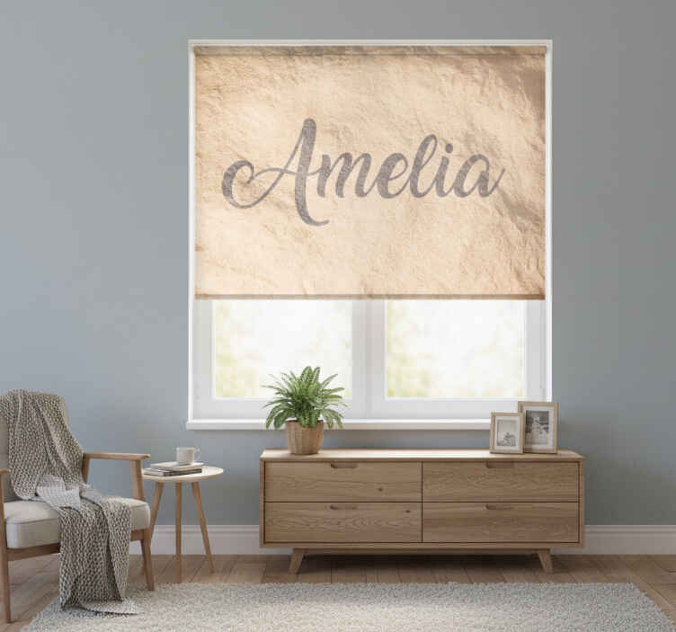 Cortina roller beige nombre en la arena - TenVinilo