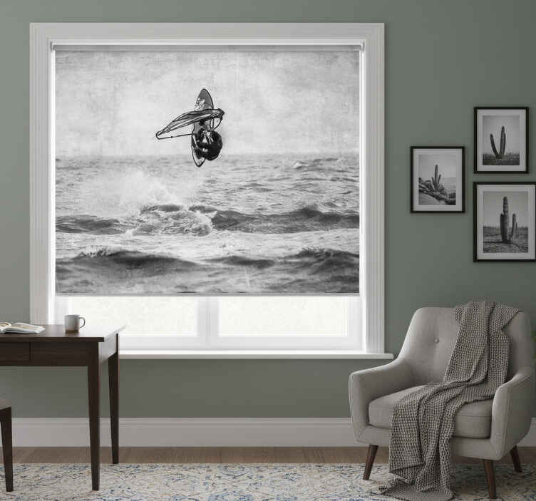 Blind bedroom black and white windsurf - TenStickers