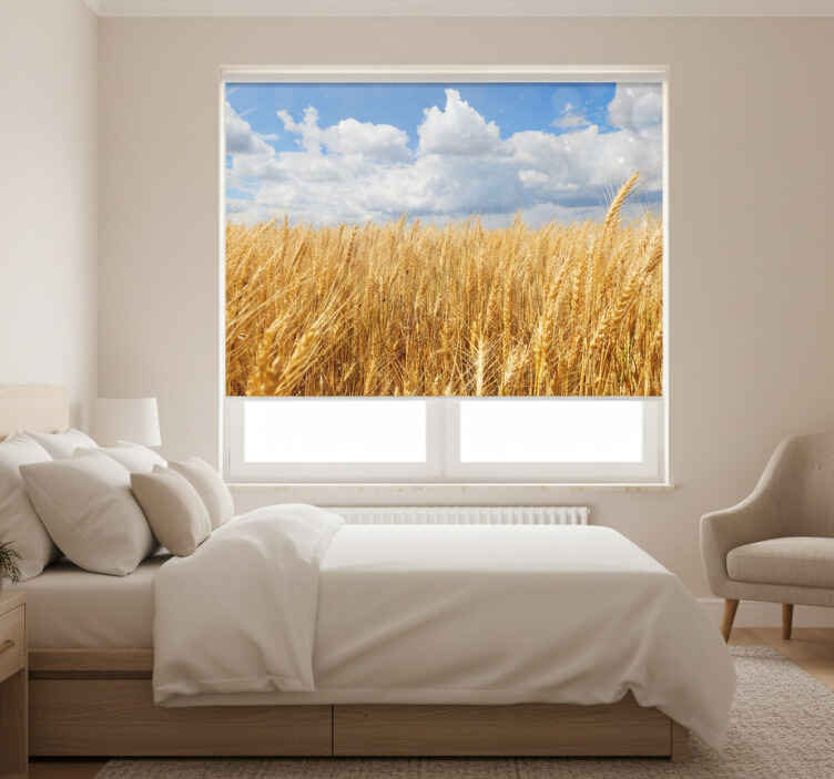Bedroom roller blind polish wheat fields - TenStickers