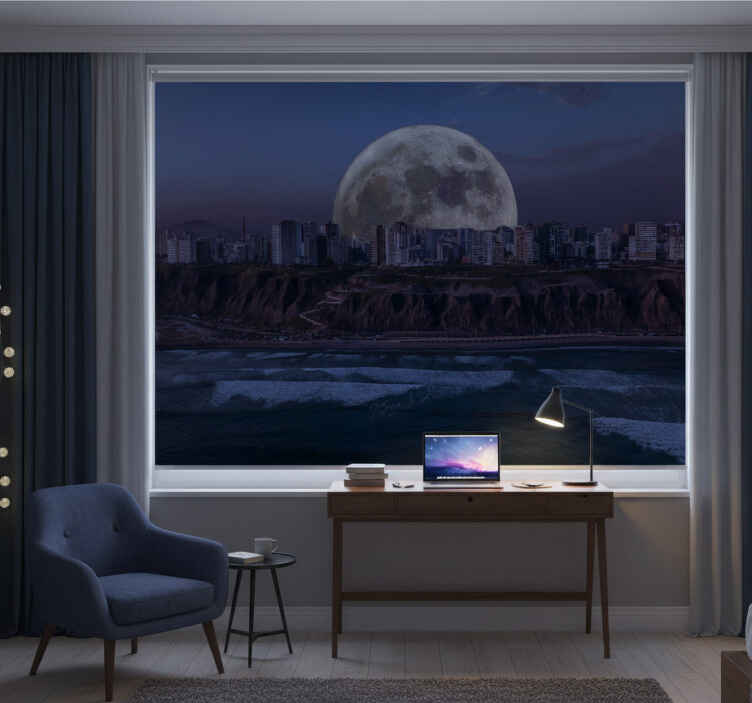 Blind bedroom with night views of costa verde lima - TenStickers