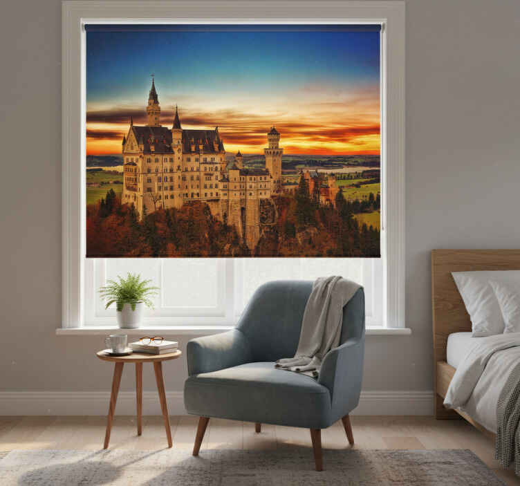 Bedroom roller blind morning meadow castle - TenStickers