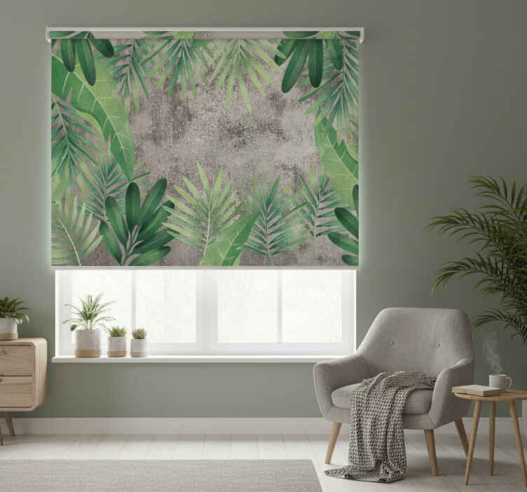 Bedroom roller blind with tropical plant design - TenStickers