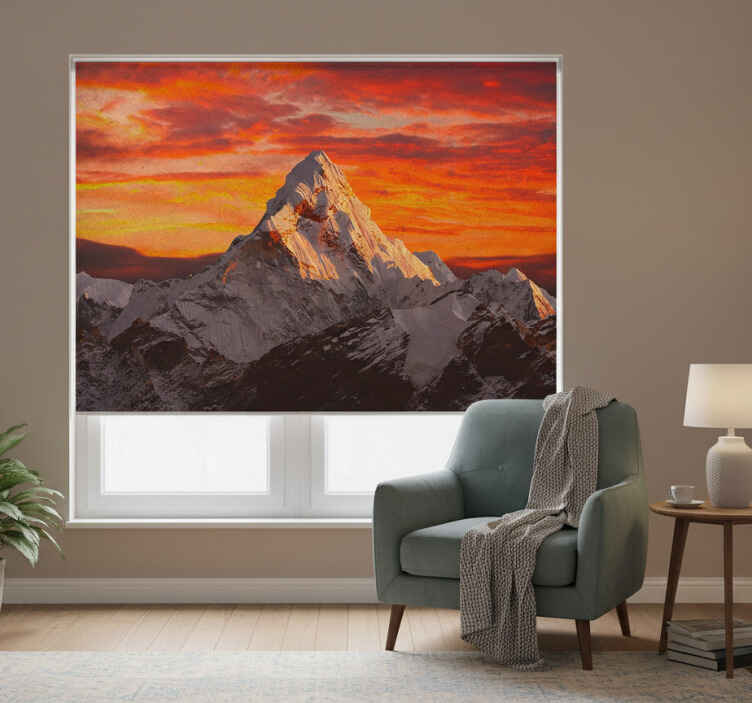 Blind bedroom sunset over himalayan peaks - TenStickers