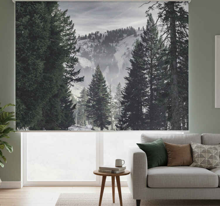 Living room blind in mountain green forest - TenStickers