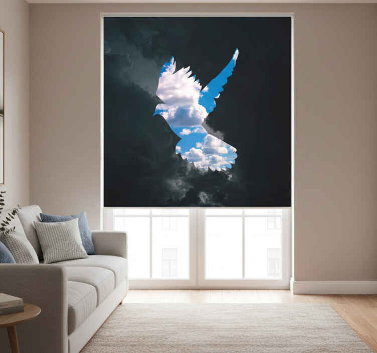 Living room roller blind dove by rené magritte - TenStickers