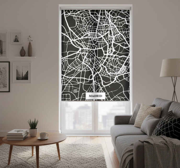 Living room roller blind madrid topographic map - TenStickers
