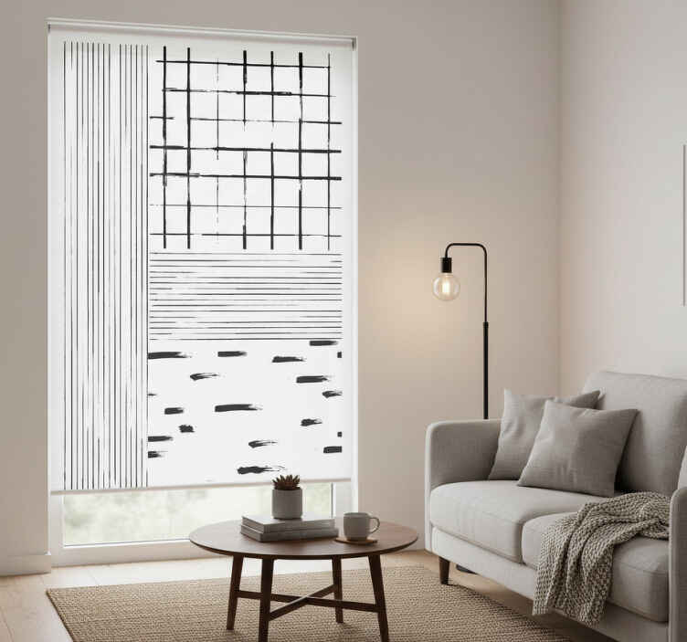 Living room roller blind with black lines - TenStickers