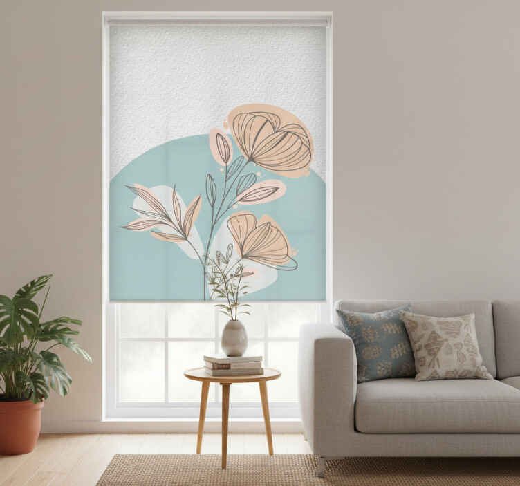 Rullgardin vardagsrum blomstermålning - Tenstickers