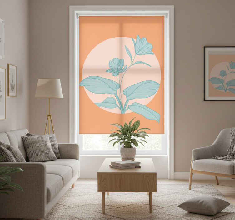 Living room roller blind blue flower - TenStickers