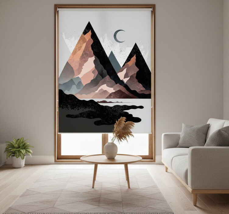 Living room blind nordic geometric mountains design - TenStickers