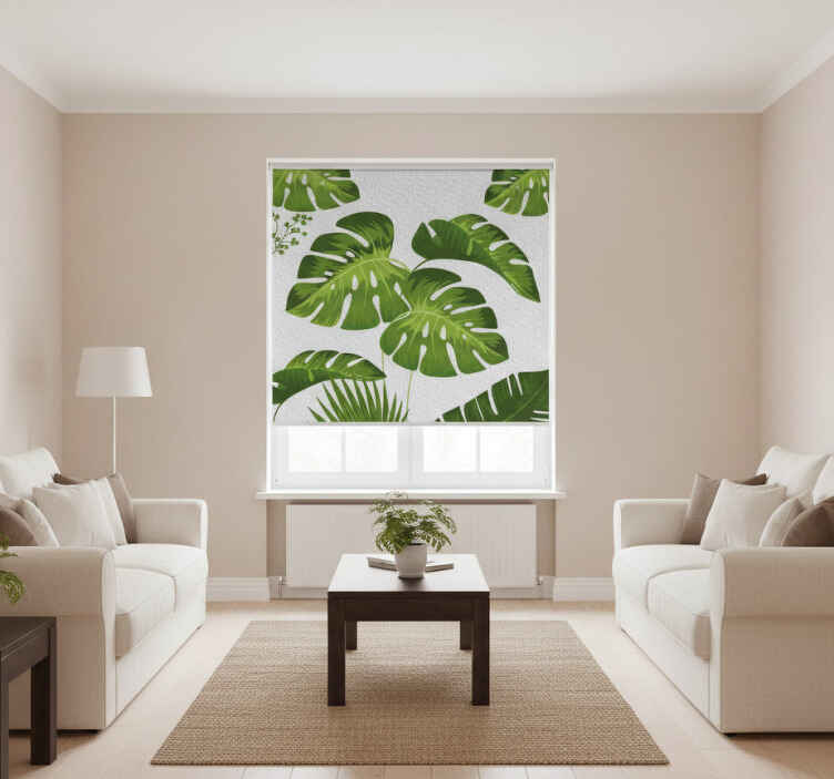Rollo fenster wohnzimmer mit monstera blatt design - TenStickers