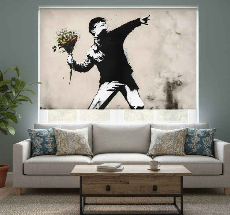 Rollo fenster wohnzimmer street art junge - TenStickers