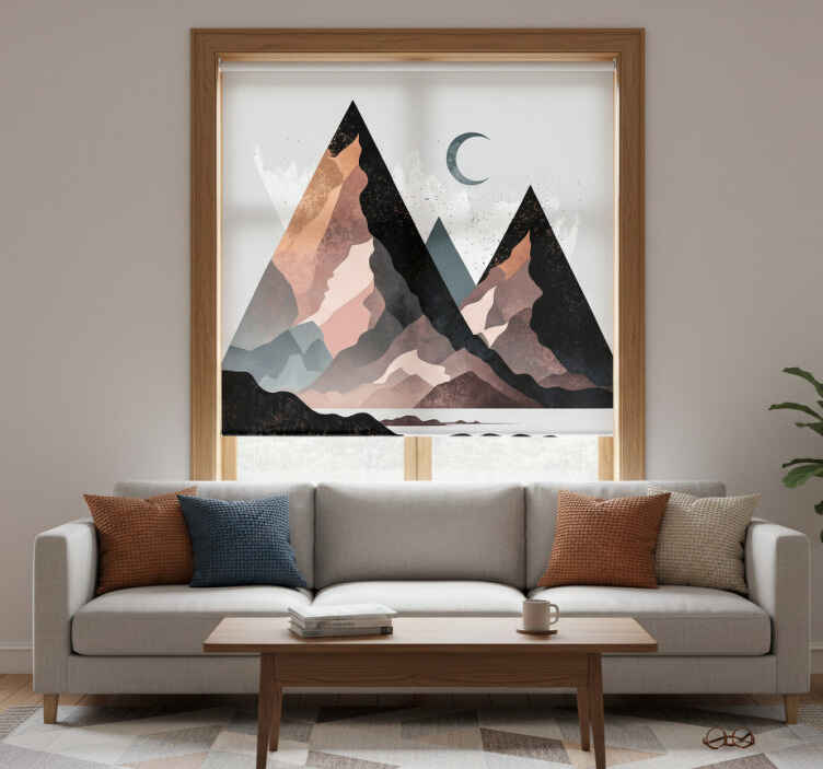 Rollo fenster wohnzimmer mit nordischen geometrischen bergen - TenStickers