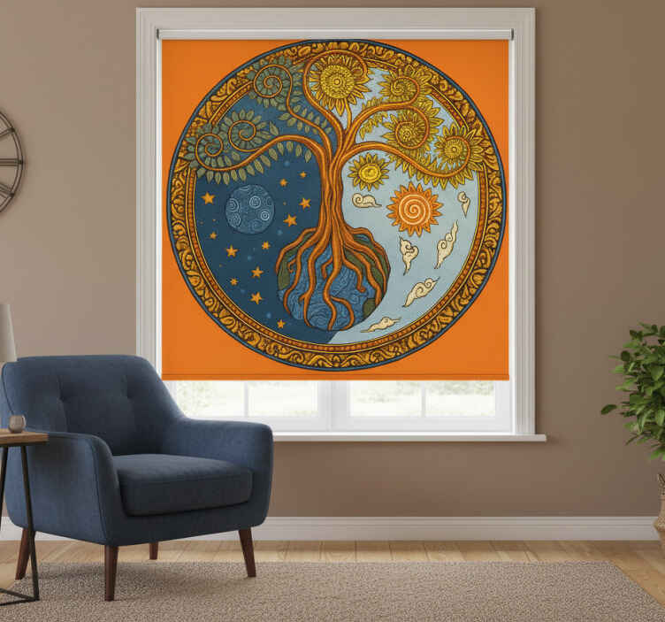 Rollo fenster wohnzimmer lebensbaum design - TenStickers