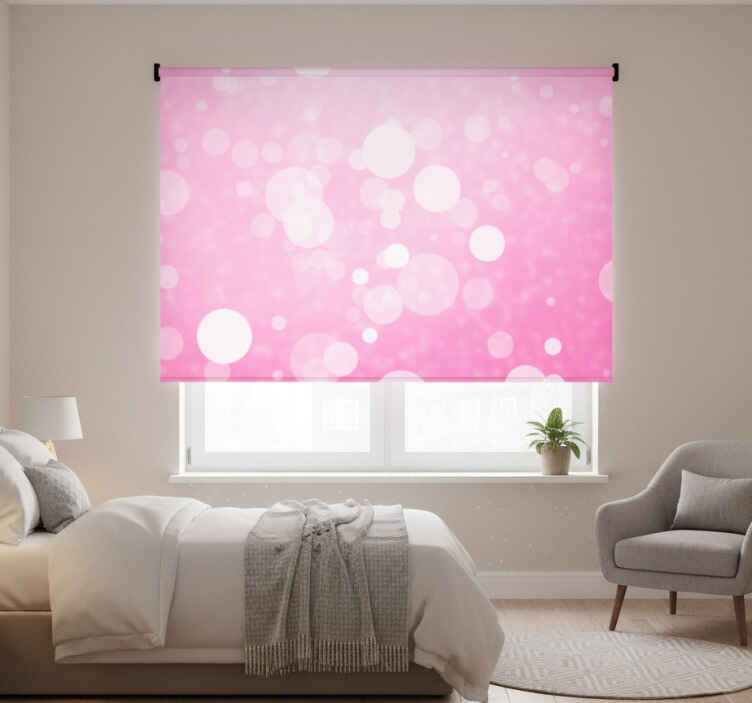 Blind bedroom with pink bokeh background lights - TenStickers