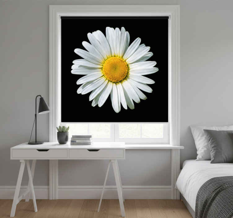 Blind bedroom black and white daisy design - TenStickers