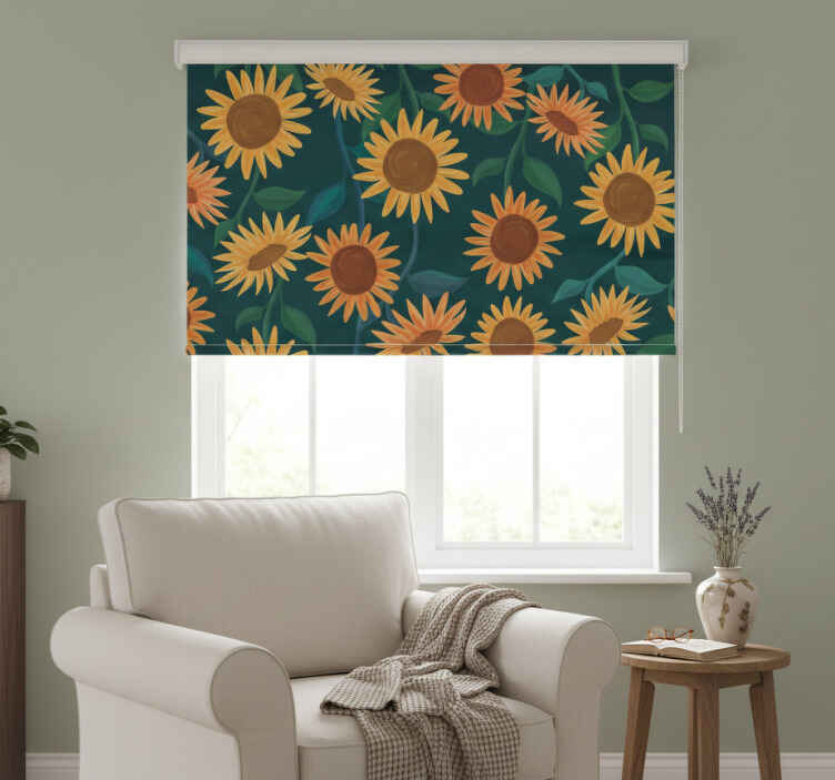 Blind bedroom sunflowers plant decor - TenStickers