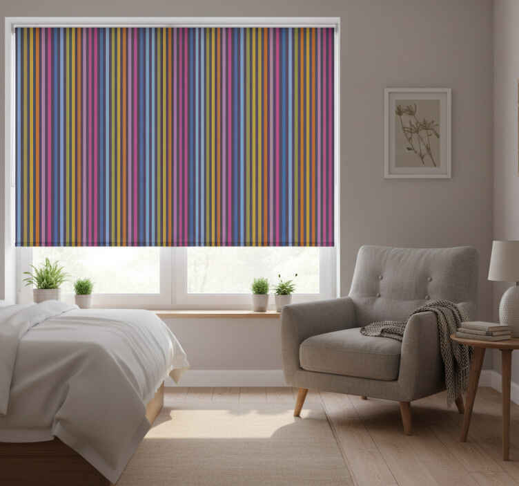 Cortina roller habitación rayas de colores - TenVinilo