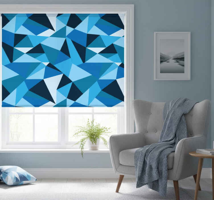 Blind bedroom with blue striped nordic triangles - TenStickers