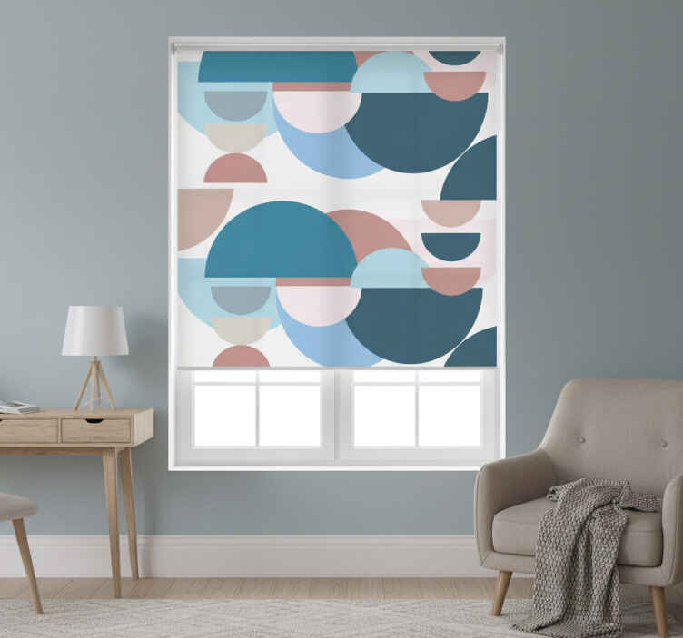 Blind bedroom in sober blue nordic circles - TenStickers