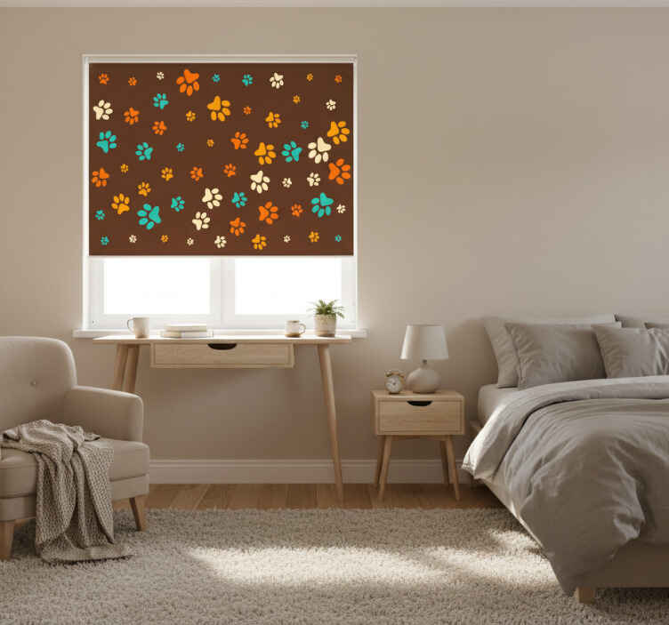 Blind bedroom dog paw print decor - TenStickers