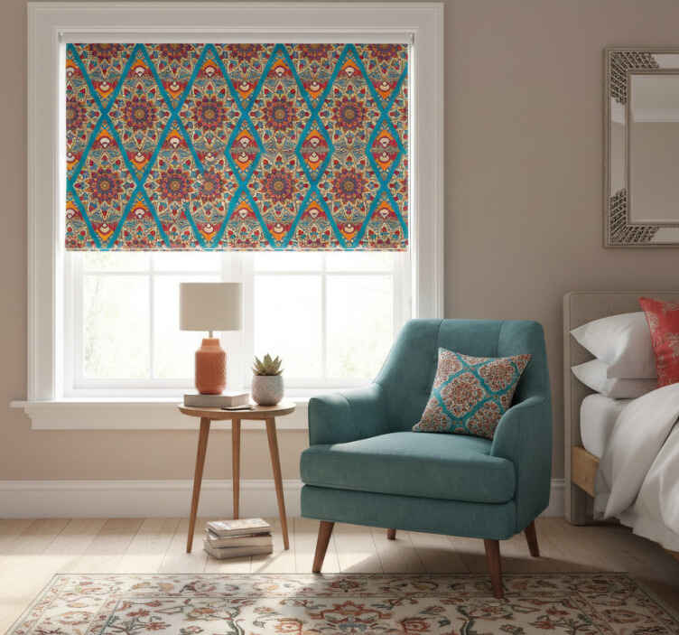 Rolgordijn slaapkamer ornamentale gekleurde vintage patroon - TenStickers