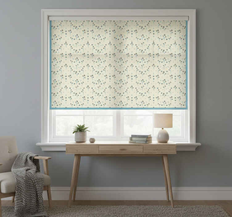 Cortina roller habitación patrón floral sutil - TenVinilo
