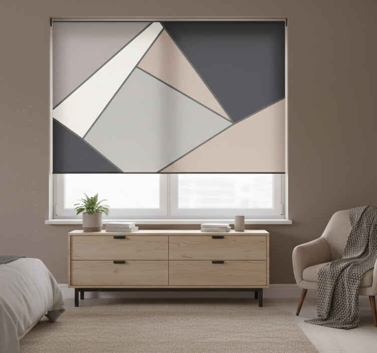 Blind bedroom vinyl rug in beige geometric shapes - TenStickers