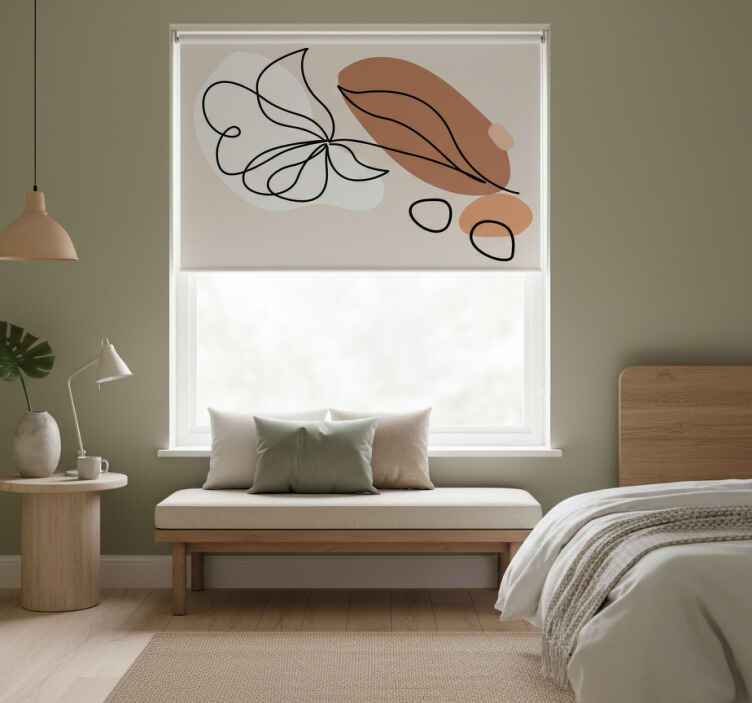 Blind bedroom minimalistic abstract green leaf design - TenStickers
