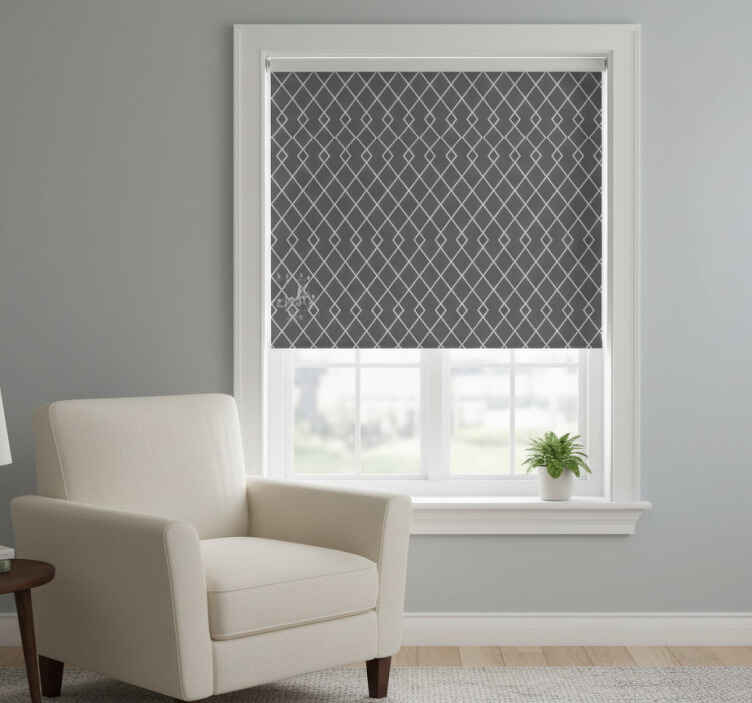 Blind bedroom in gray and white diamond pattern - TenStickers