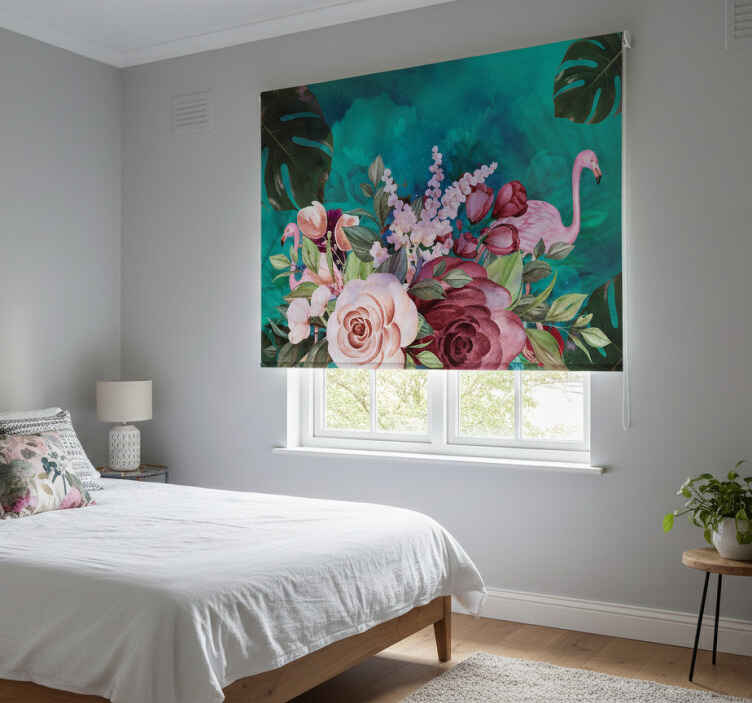 Bedroom roller blind bohemian floral design - TenStickers