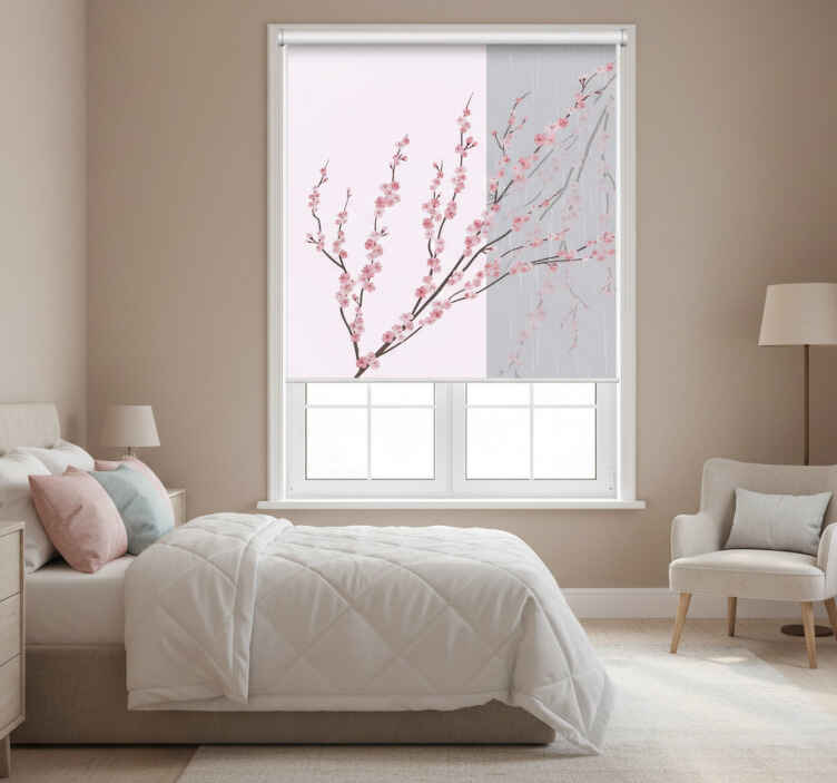Aesthetic light color flowering bedroom roller blind - TenStickers