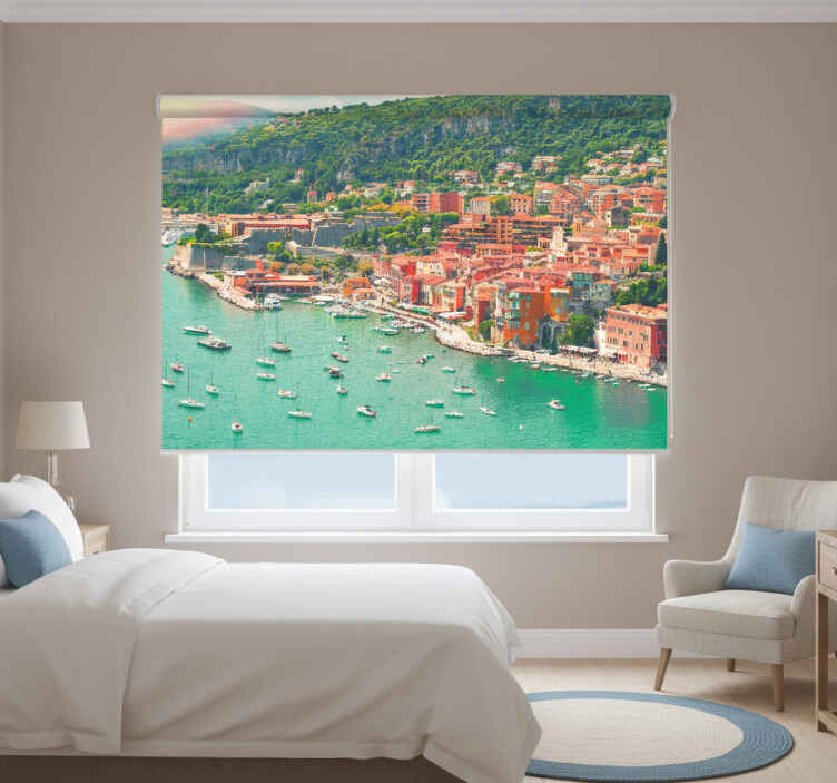 Bedroom roller blind french riviera beach design - TenStickers